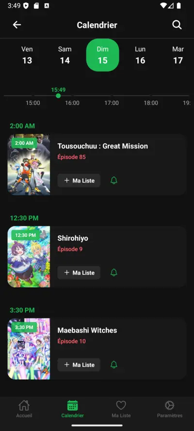 Interface de lecteur vidéo HD pour anime VF et anime VOSTFR